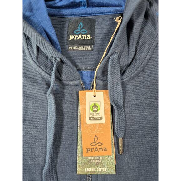 prAna Barringer Full Zip Men's 2XL, Blue Ridge, Organic Cotton New W/ Tags - Picture 1 of 10